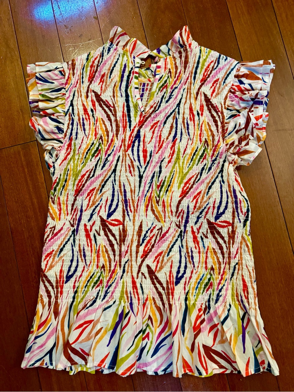 THML Multicolor Striped Ruffled Sleeve Blouse